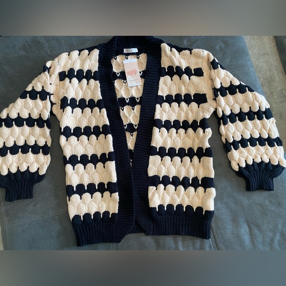 KIRUNDO Cardigan Chunky Lantern Sleeve Open Front NWT SM - Picture 3 of 10